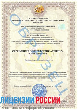 Образец сертификата соответствия аудитора №ST.RU.EXP.00006030-1 Новомосковск Сертификат ISO 27001